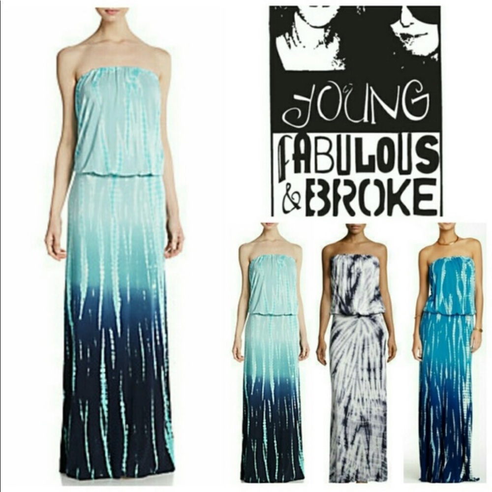 Young Fabulous & Broke Maxi strapless dress in gray to white shades